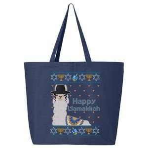 Funny Happy Llamakkah Ugly Hanukkah Sweater 25L Jumbo Tote