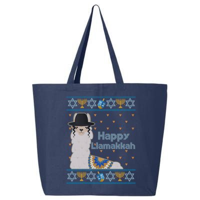 Funny Happy Llamakkah Ugly Hanukkah Sweater 25L Jumbo Tote