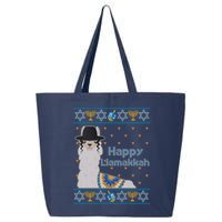 Funny Happy Llamakkah Ugly Hanukkah Sweater 25L Jumbo Tote