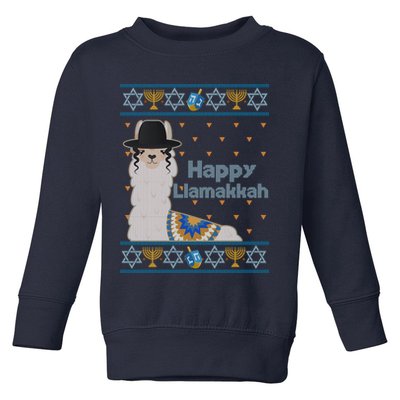 Funny Happy Llamakkah Ugly Hanukkah Sweater Toddler Sweatshirt