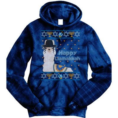 Funny Happy Llamakkah Ugly Hanukkah Sweater Tie Dye Hoodie