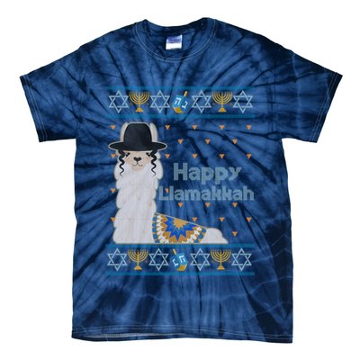 Funny Happy Llamakkah Ugly Hanukkah Sweater Tie-Dye T-Shirt