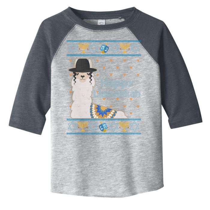 Funny Happy Llamakkah Ugly Hanukkah Sweater Toddler Fine Jersey T-Shirt