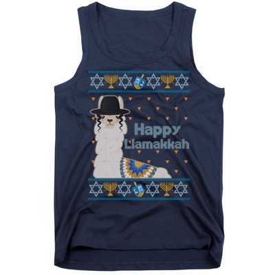 Funny Happy Llamakkah Ugly Hanukkah Sweater Tank Top