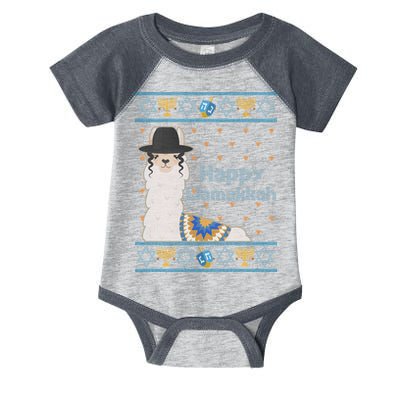 Funny Happy Llamakkah Ugly Hanukkah Sweater Infant Baby Jersey Bodysuit