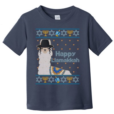 Funny Happy Llamakkah Ugly Hanukkah Sweater Toddler T-Shirt