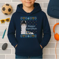 Funny Happy Llamakkah Ugly Hanukkah Sweater Kids Hoodie