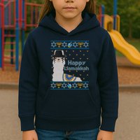 Funny Happy Llamakkah Ugly Hanukkah Sweater Kids Hoodie