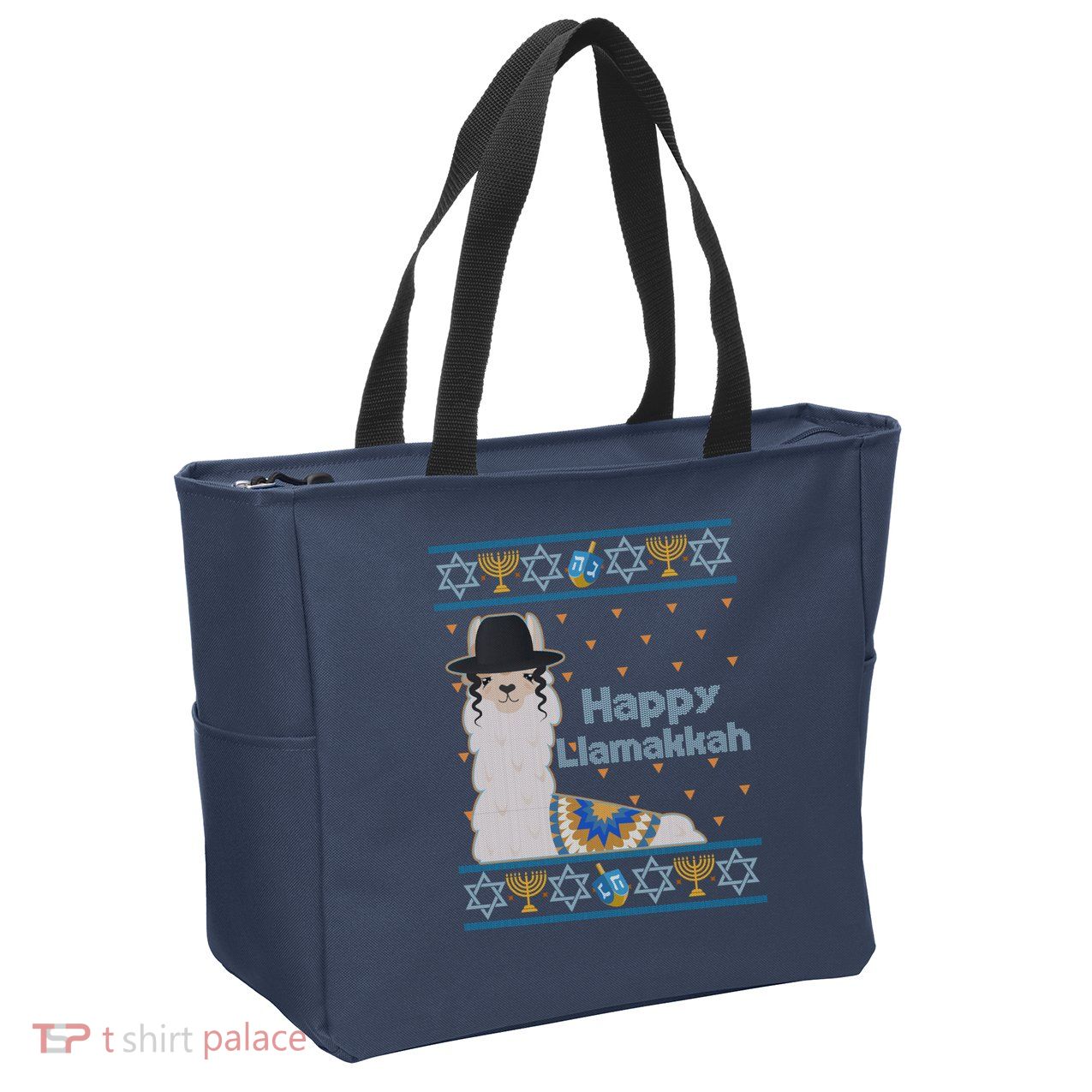 Funny Happy Llamakkah Ugly Hanukkah Sweater Zip Tote Bag