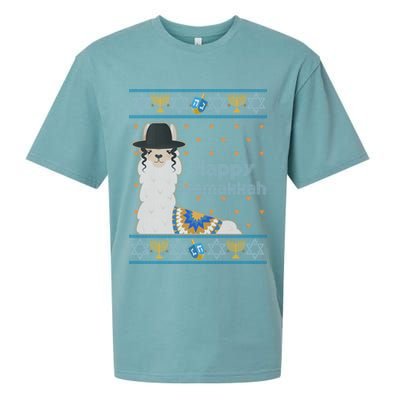 Funny Happy Llamakkah Ugly Hanukkah Sweater Sueded Cloud Jersey T-Shirt