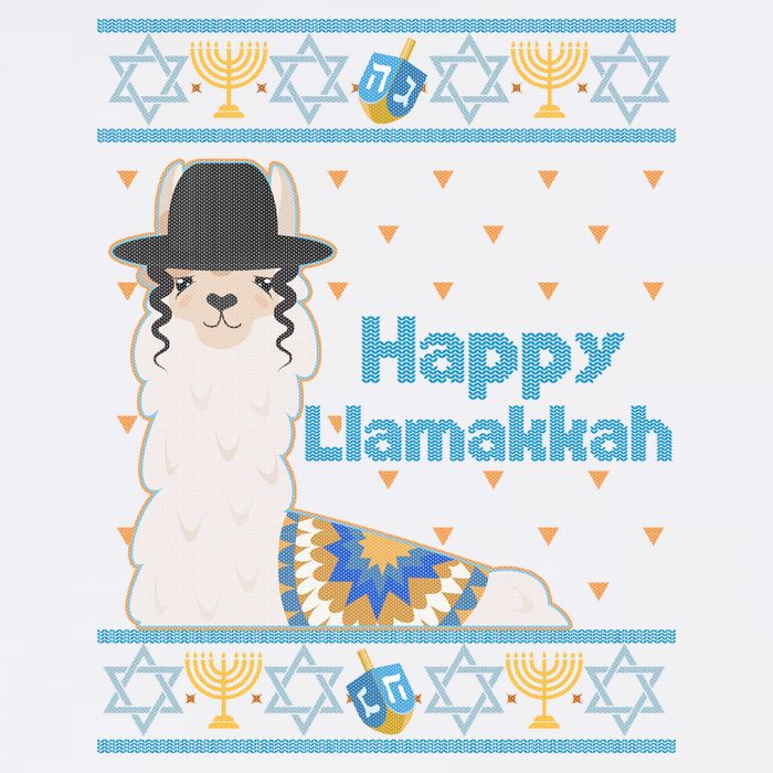 Funny Happy Llamakkah Ugly Hanukkah Sweater Garment-Dyed Sweatshirt