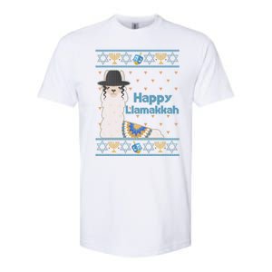 Funny Happy Llamakkah Ugly Hanukkah Sweater Softstyle CVC T-Shirt