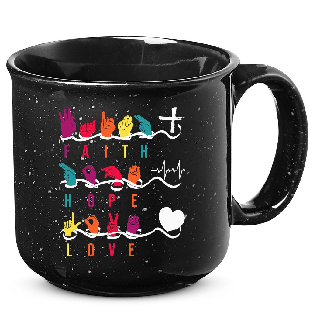 Faith Hope Love Asl American Sign Language 15oz Campfire Ceramic Mug