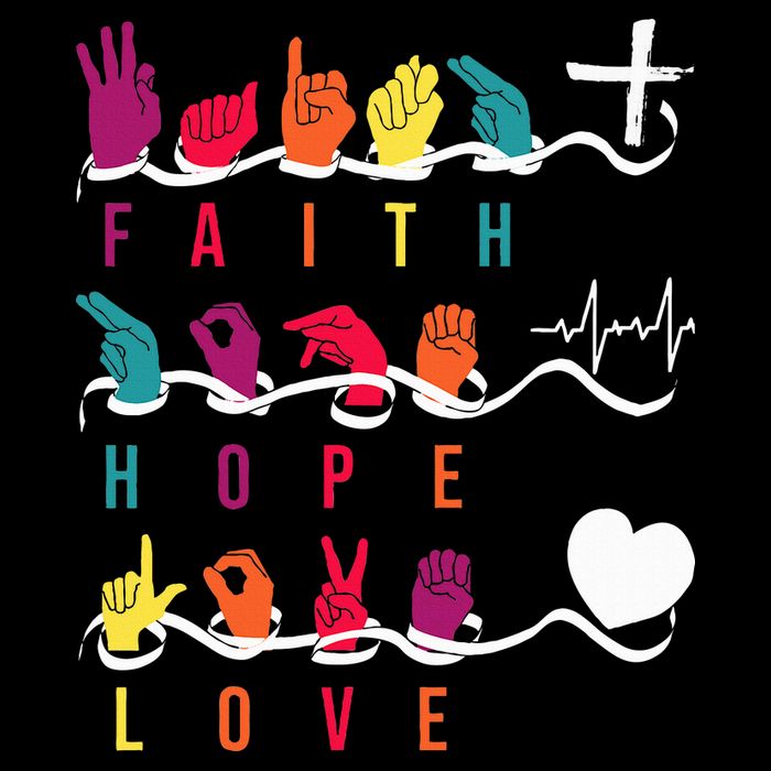 Faith Hope Love Asl American Sign Language Drawstring Bag