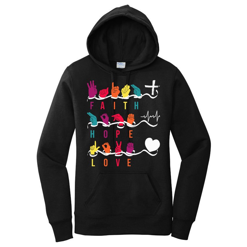Faith Hope Love Asl American Sign Language Women's Pullover Hoodie