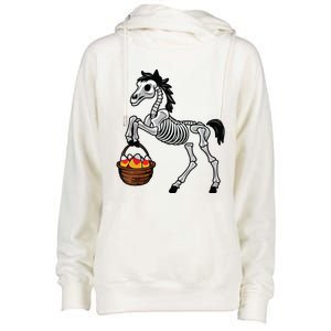 Funny Horse Lover Halloween Skeleton Spooky Candy Corn Womens Funnel Neck Pullover Hood