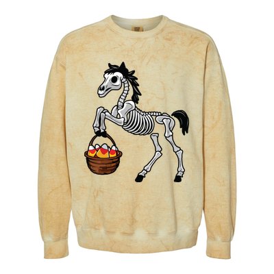 Funny Horse Lover Halloween Skeleton Spooky Candy Corn Colorblast Crewneck Sweatshirt