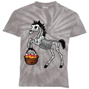 Funny Horse Lover Halloween Skeleton Spooky Candy Corn Kids Tie-Dye T-Shirt