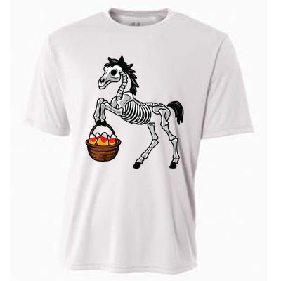 Funny Horse Lover Halloween Skeleton Spooky Candy Corn Cooling Performance Crew T-Shirt