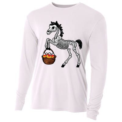 Funny Horse Lover Halloween Skeleton Spooky Candy Corn Cooling Performance Long Sleeve Crew