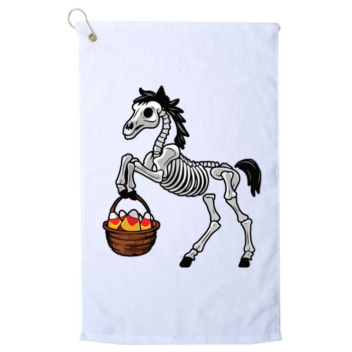 Funny Horse Lover Halloween Skeleton Spooky Candy Corn Platinum Collection Golf Towel