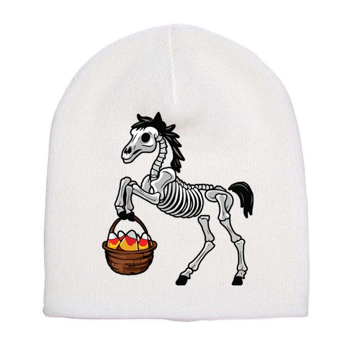 Funny Horse Lover Halloween Skeleton Spooky Candy Corn Short Acrylic Beanie