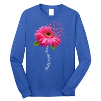 Faith Hope Love Pink Ribbon Daisy Flower Breast Cancer Long Sleeve Shirt