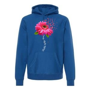 Faith Hope Love Pink Ribbon Daisy Flower Breast Cancer Premium Hoodie