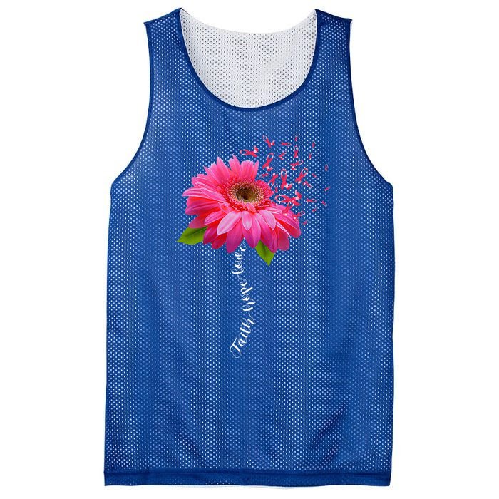 Faith Hope Love Pink Ribbon Daisy Flower Breast Cancer Mesh Reversible Basketball Jersey Tank