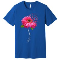 Faith Hope Love Pink Ribbon Daisy Flower Breast Cancer Premium T-Shirt