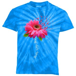 Faith Hope Love Pink Ribbon Daisy Flower Breast Cancer Kids Tie-Dye T-Shirt