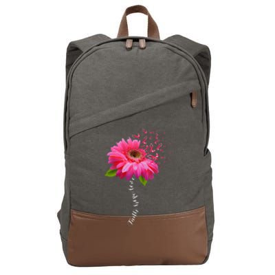 Faith Hope Love Pink Ribbon Daisy Flower Breast Cancer Cotton Canvas Backpack