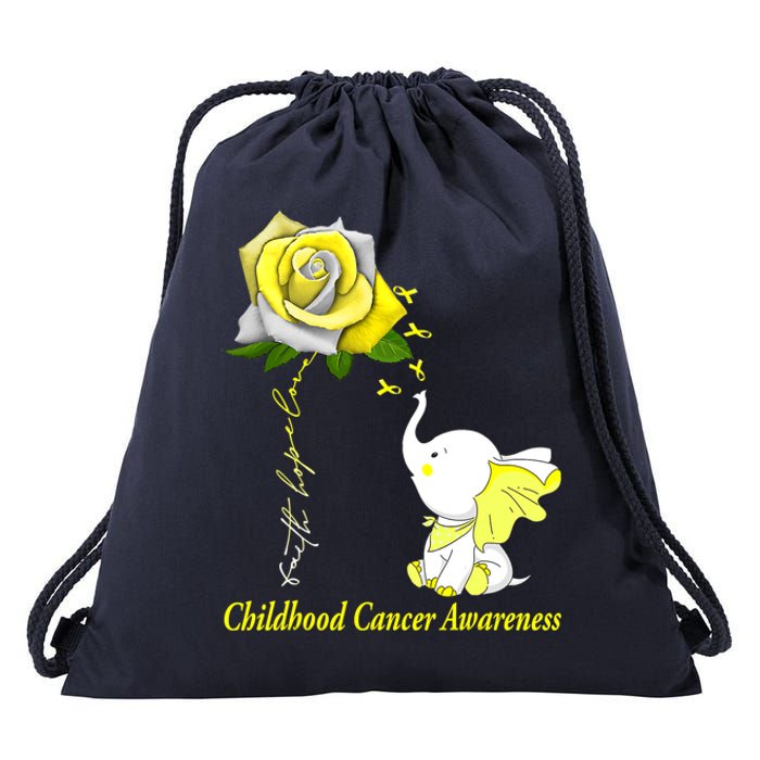 Faith Hope Love Childhood Cancer Awareness Drawstring Bag