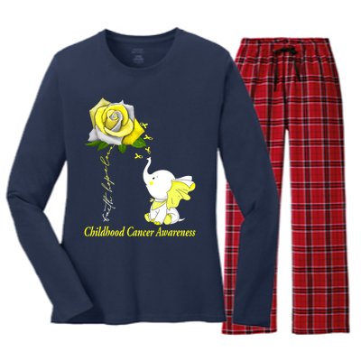 Faith Hope Love Childhood Cancer Awareness Women's Long Sleeve Flannel Pajama Set 