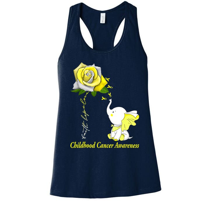 Faith Hope Love Childhood Cancer Awareness Women's Racerback Tank