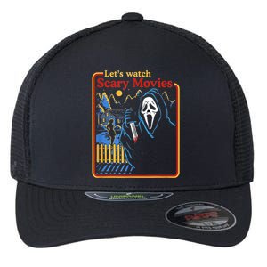 Funny Halloween Let’S Watch Scary Horror Movies Ghost Flexfit Unipanel Trucker Cap