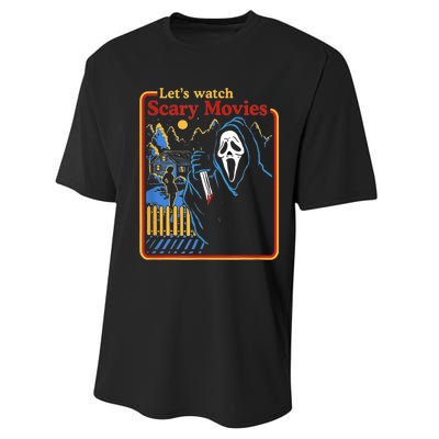 Funny Halloween Let’S Watch Scary Horror Movies Ghost Performance Sprint T-Shirt