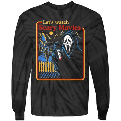 Funny Halloween Let’S Watch Scary Horror Movies Ghost Tie-Dye Long Sleeve Shirt