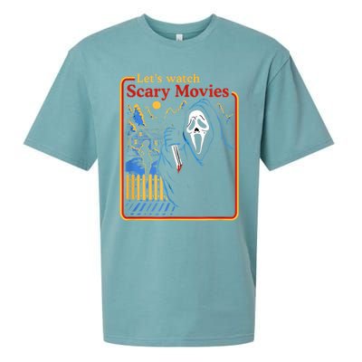 Funny Halloween Let’S Watch Scary Horror Movies Ghost Sueded Cloud Jersey T-Shirt