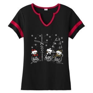 Faith Hope Love Jesus Snowman Plaid Leopard Christmas Gift Ladies Halftime Notch Neck Tee