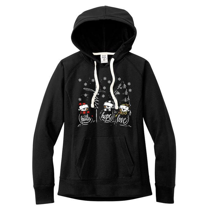 Faith Hope Love Jesus Snowman Plaid Leopard Christmas Gift Women's Fleece Hoodie