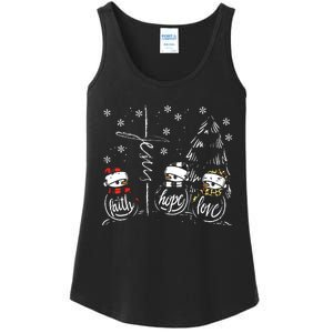 Faith Hope Love Jesus Snowman Plaid Leopard Christmas Gift Ladies Essential Tank