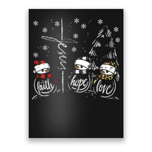 Faith Hope Love Jesus Snowman Plaid Leopard Christmas Gift Poster