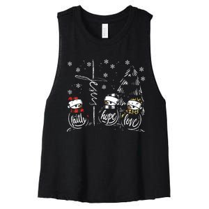 Faith Hope Love Jesus Snowman Plaid Leopard Christmas Gift Women's Racerback Cropped Tank