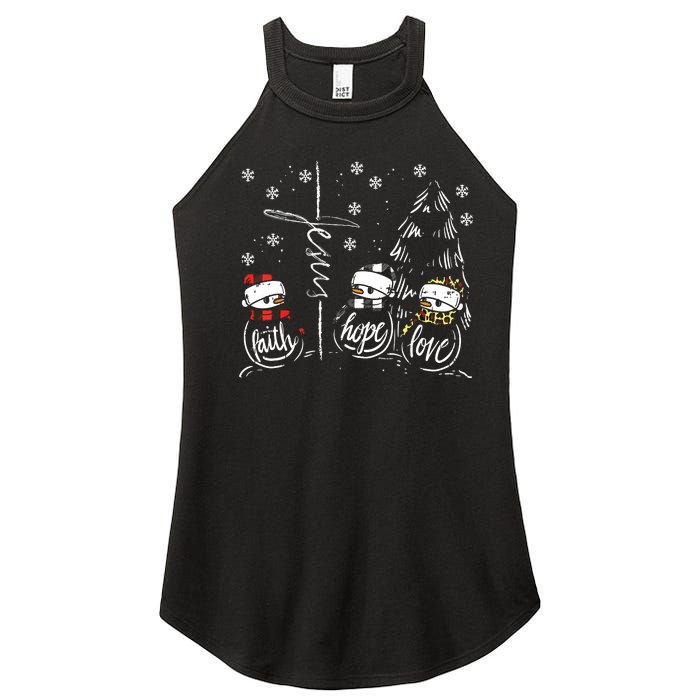 Faith Hope Love Jesus Snowman Plaid Leopard Christmas Gift Women's Perfect Tri Rocker Tank