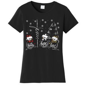 Faith Hope Love Jesus Snowman Plaid Leopard Christmas Gift Women's T-Shirt