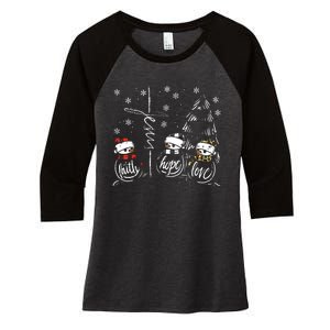 Faith Hope Love Jesus Snowman Plaid Leopard Christmas Gift Women's Tri-Blend 3/4-Sleeve Raglan Shirt