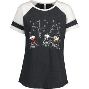 Faith Hope Love Jesus Snowman Plaid Leopard Christmas Gift Enza Ladies Jersey Colorblock Tee