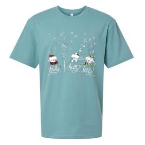 Faith Hope Love Jesus Snowman Plaid Leopard Christmas Gift Sueded Cloud Jersey T-Shirt