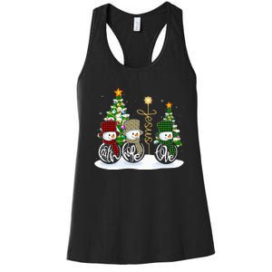 Faith Hope Love Snowman Jesus Funny Xmas Cross For Christian Women's Racerback Tank